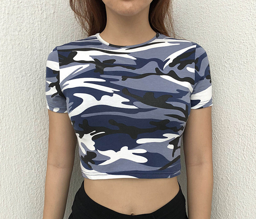 Europe and the United States cross border summer express sell women's dress camouflage print short sleeved T-shirt short jacket