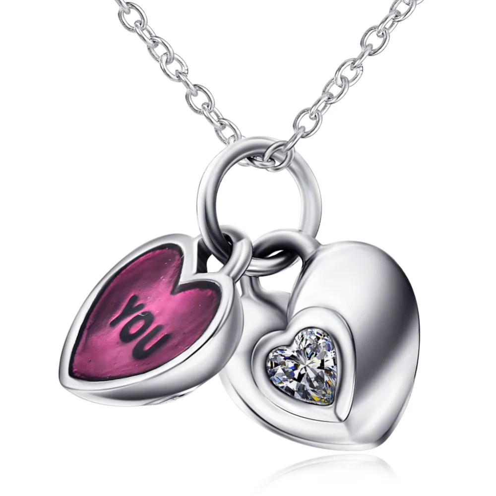 Ladies Simple Fashion 925 Heart Pendant Necklace