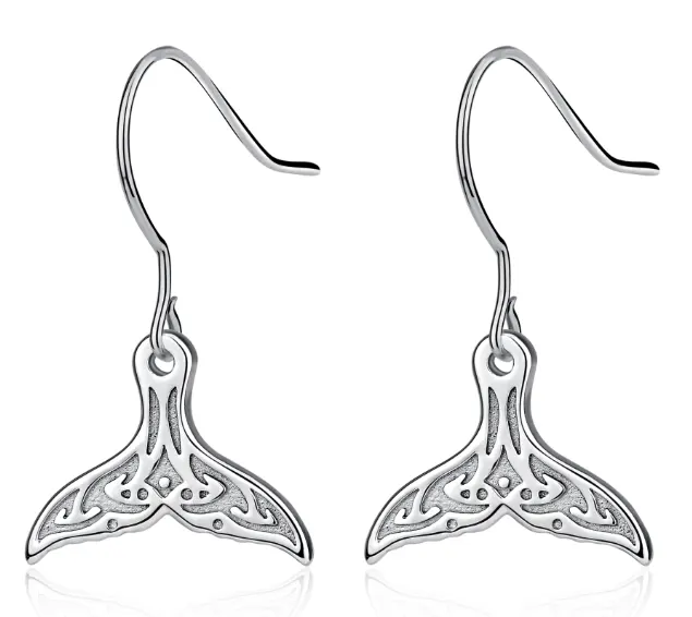Cute Whale Tail 925 Sterling Silver Earrings