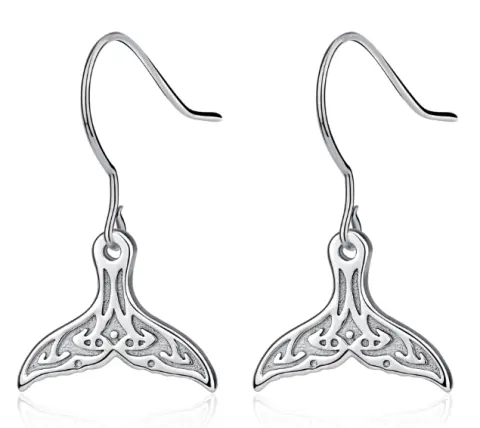 Cute Whale Tail 925 Sterling Silver Earrings
