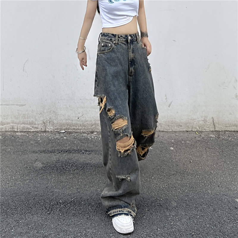 Title 6, New Harajuku Style Street Distressed Jeans. Emb...