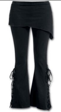 Trousers Fashion Flower Printed Sexy bandage Stretch Large 4/5 Flare Pants Solid Black - Shop at LoveMi