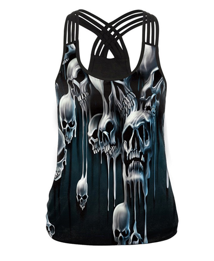 Skull head digital printing little vest woman
