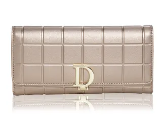 Brand Plaid Coin Purse Female Long Clutch - Champagne