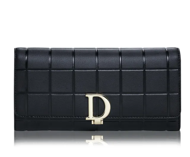 Brand Plaid Coin Purse Female Long Clutch Black - Shop at LoveMi