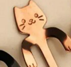 Cross-border 304 Stainless Steel Spoon Cartoon Cat Handle Hanging Coffee Spoon - Rose Gold - View 1