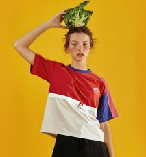 Spring And Summer New Style College Wind Headembroidery Coloringstring And Short T-shirt