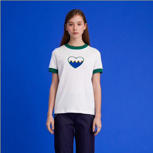 Hit Color Round Neck Short-sleeved T-shirt Two Colors