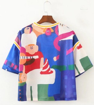 Coloured patterned short T - shirt