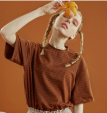 The Calligraphy Stripe Tee in Burnt Orange