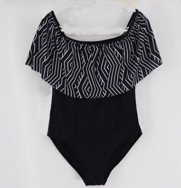 Europe and the United States a new fashion word shoulder lotus leaf Siamese multi-colored green leaf swimsuit bikini