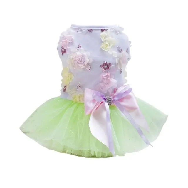 Dog Skirt Princess Tutu Spring Summer Teddy Dress Mesh Thin Summer Dog Clothes Light Green - Shop at LoveMi