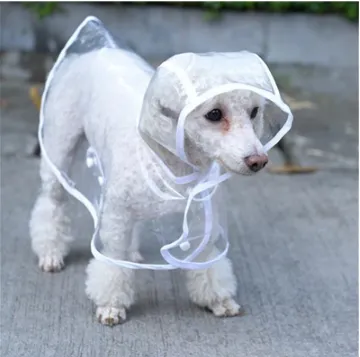 Transparent Waterproof Dog Clothes Transparent Rain Coat Pet Clothes Puppy Raincoat Hoody Clothing For Dogs White - Shop at LoveMi
