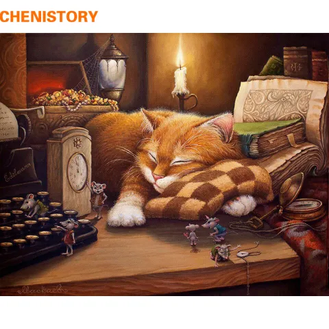 CHENISTORY Frameless SleepingDIY Painting by Numbers Wall Art Picture