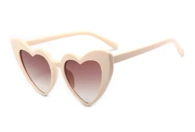 New Fashion Heart Sunglasses - Beige