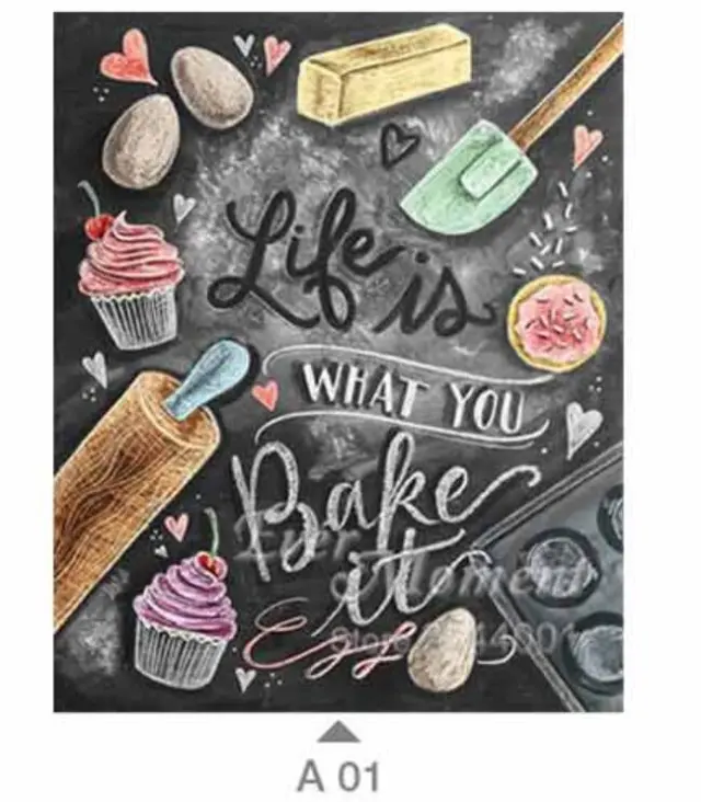 Life is What You Bake It Diamond Painting DIY Hobby Food Diamond Embroidery Picture Decoration for Restaurant Dining Room 30X40 - Shop at LoveMi