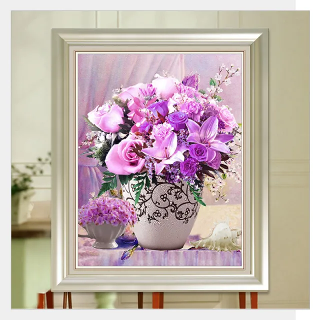 DIY Floral Diamond Mosaic Painting Rose & Lily Picture Full Round Wall Decor Diamond Embroidery Wedding Gift Decor 30X40 - Shop at LoveMi