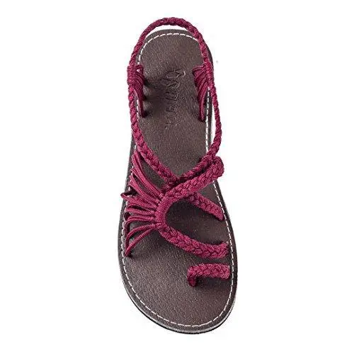 European and American Beach Flip Flops Flat Sandals - Red