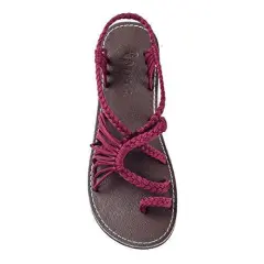European and American Beach Flip Flops Flat Sandals - Red - View 1
