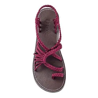 European and American Beach Flip Flops Flat Sandals - Red