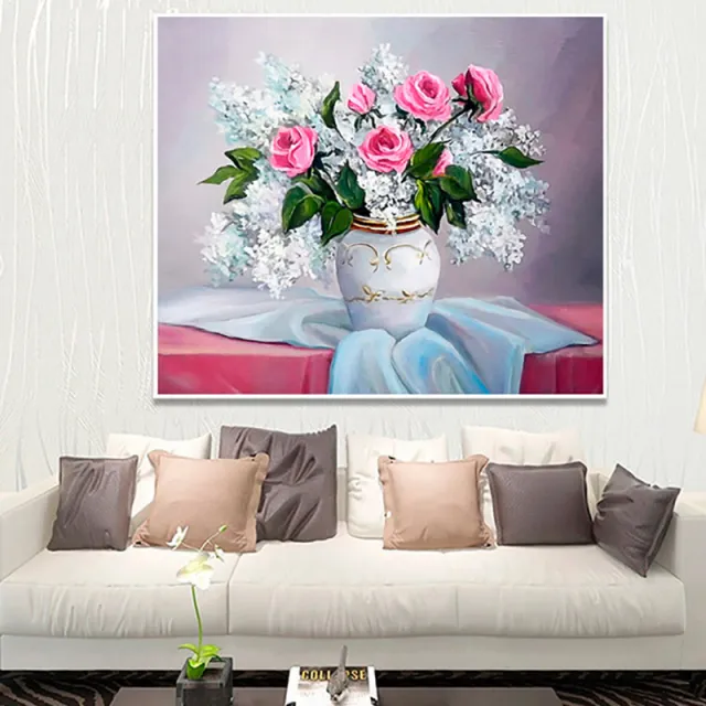 5D Round Full Drill Floral Diamond Painting Rose Modern Home Decor Diy Diamond Painting Needlework Crystal Embroidery Picture 30X25 - Shop at LoveMi