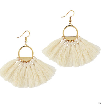 Temperament Match Fan Fringe Hollow Circle Pendant Earrings Stud Earrings