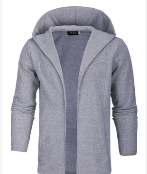 Men's casual hoodie men's casual hip-hop style long cardigan pure color sweater tide