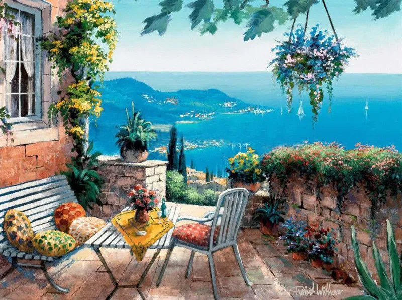 DIY Sea Scenery Needlework Diamond Painting Landscape Diamond Embroidery Painting Cross Full Round Diamond Decor - 20X25