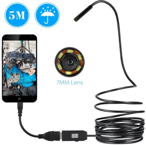 OWSOO 6 LED 7MM USB Endoscope Camera 5M Waterproof