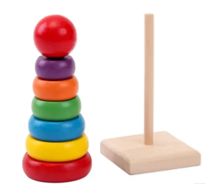 Children's Educational Wooden Toys Rainbow Tower Jenga Stacks High