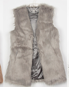 Faux Fox Fur Vest Women's Warm Vest Vest Gray - Shop at LoveMi