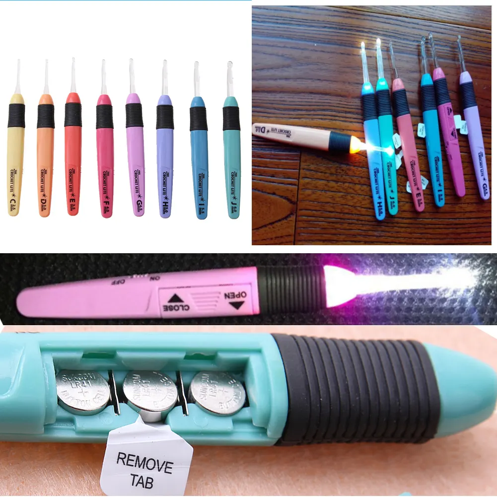 Set Crochet Hooks With Without Led Plastic