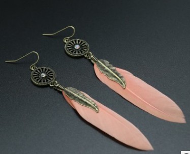 Single Feather Drop Earrings