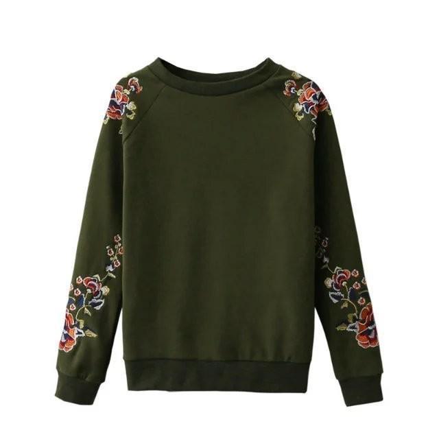 Cleo Army Green Embroidered Sweater
