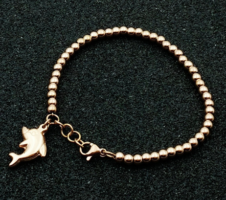 Exquisite first ornament is plated with rose gold girl's round beads bracelet titanium steel accessories.
