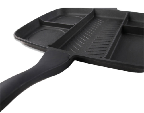 Five-in-one multi-separated flat bottom frying pan
