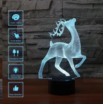 Deer 3D 7Color Touch Control LED Night Illusion Light – image 2