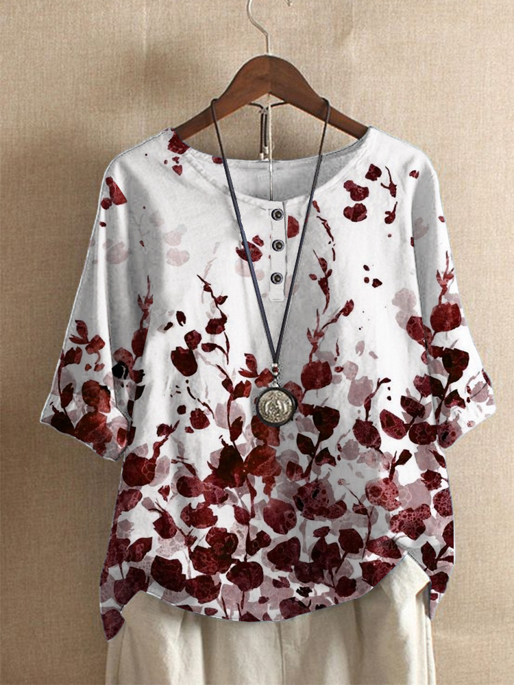 Fashion Loose Floral Print Casual Top