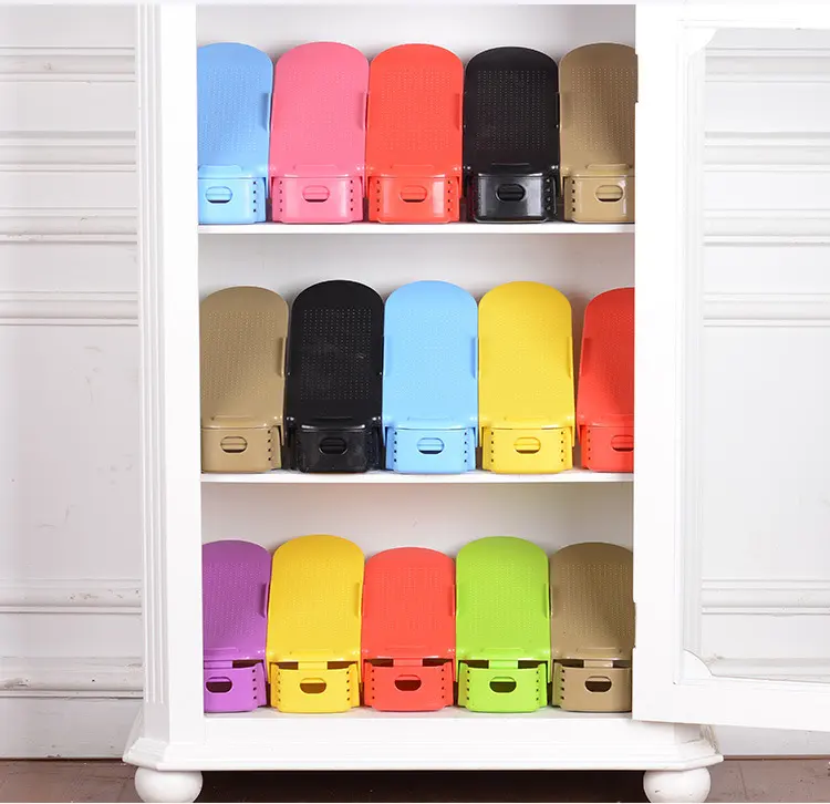 Adjustable Double Stand Shoe Support Lock Closet Cabinet Storage