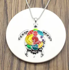 colourful turtle necklace - Silver - View 1