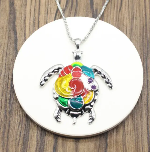 colorful turtle necklace Silver - Shop at LoveMi