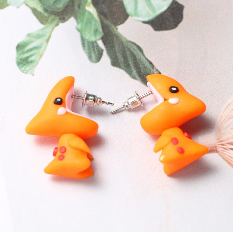 Orange Dino Earrings
