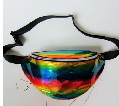 The Original Suefeng Laser Transparent Waist Bag Women's Messenger Bag Sports Running Multi-functional Collection Of Silver Boobs. — foto 2