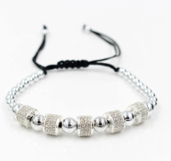 Micro inlay zircon copper bead bracelet 5 wheel bead drill ball braided jewelry bracelet