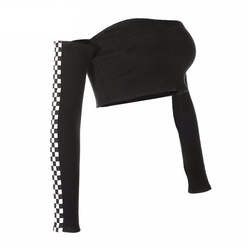 CHECKERBOARD SLEEVE TOP