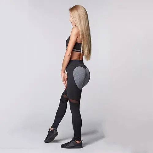 Heart Push Up Leggings Workout - Black