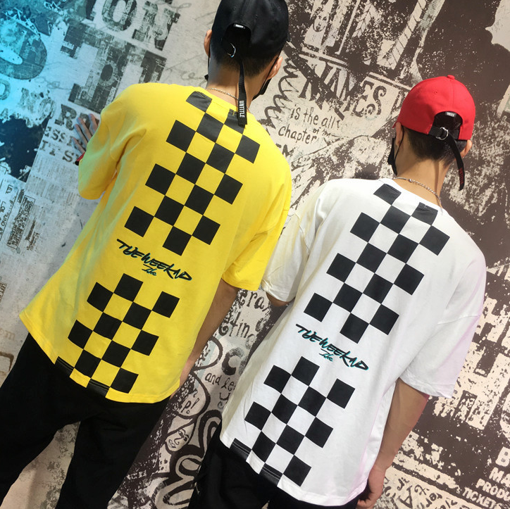 Street loose short-sleeved T-shirt male Europe high street hiphop hip-hop half sleeve tide tide