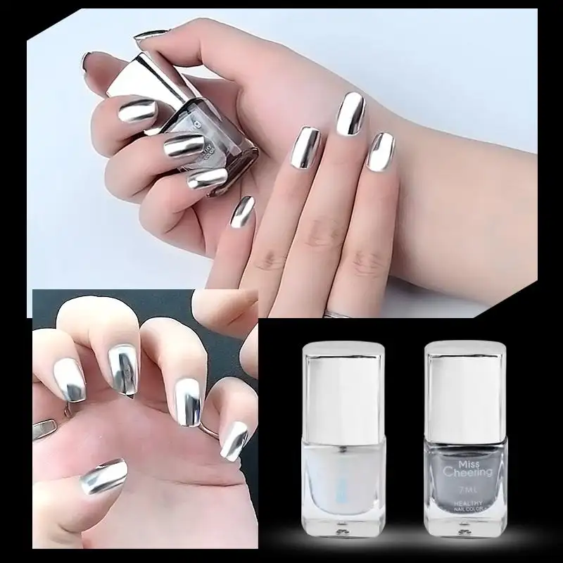 Mirror Silver Nail Polish Base Coat Manicure Treament