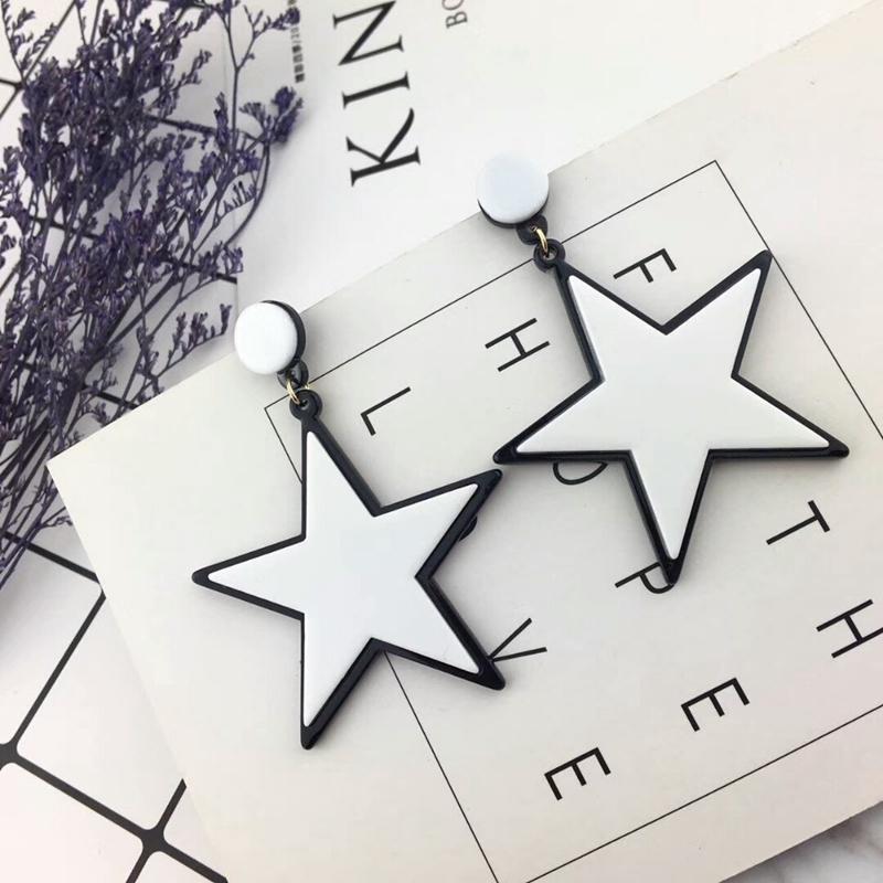 Fashion Acrylic White Star Earrings Personality Night Club Women Jewelry
