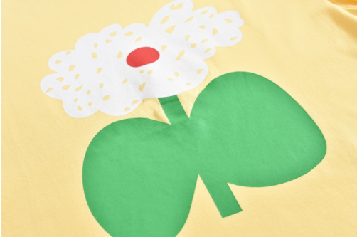 Girlish cotton print crew neck T-shirt short sleeve